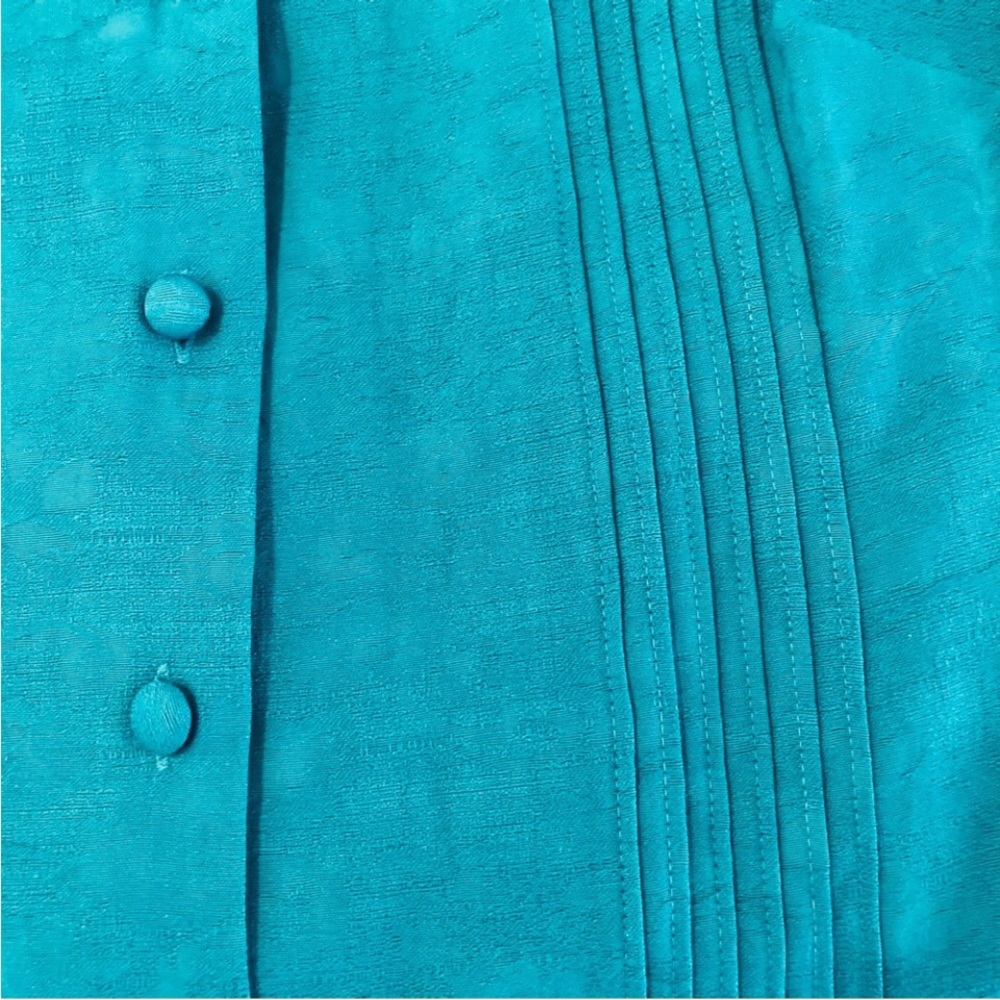 Lady Dorby dress jacket set 2 piece maxi jade green texture floral fabric pleats - Picture 7 of 10